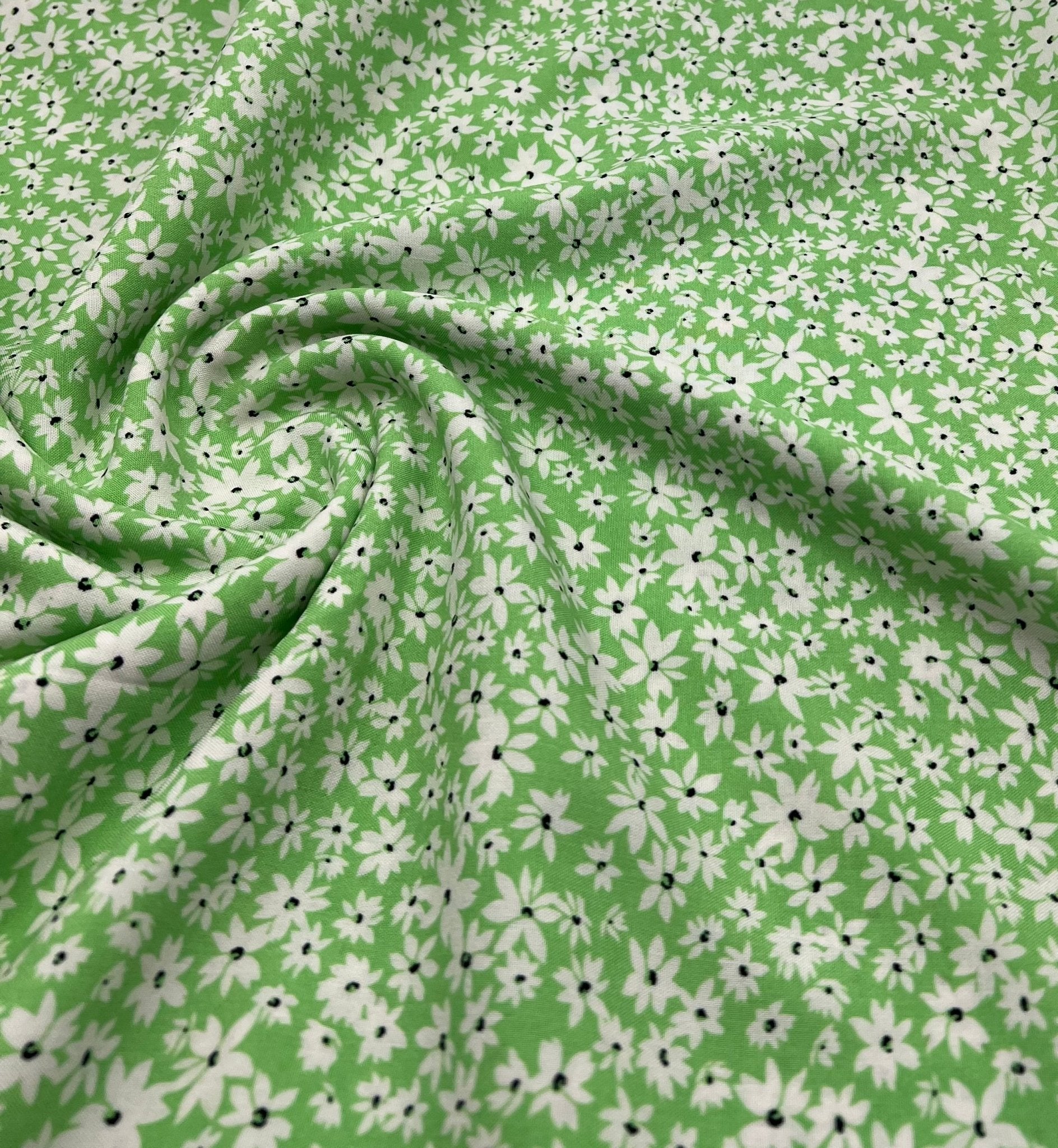 Green Ditsy Floral Lightweight Non Stretch Woven Fabric - T9 Fabrics